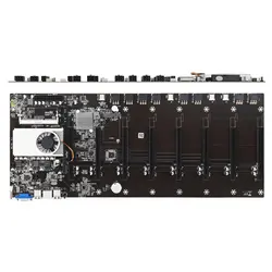 Carte mère DDR3 avec CPU et ventilateur, 8 emplacements pour GPU intégrés, VGA, faible consommation d'énergie, BTC 37 