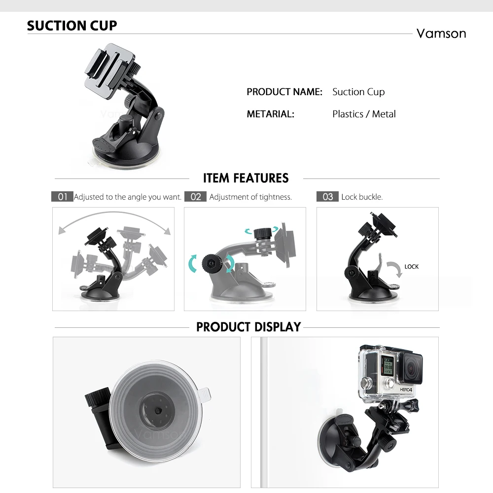 Vamson для GoPro аксессуары наборы водонепроницаемый корпус чехол штатив крепление велосипедный зажим для Gopro Hero 8 Черная Спортивная камера VS156