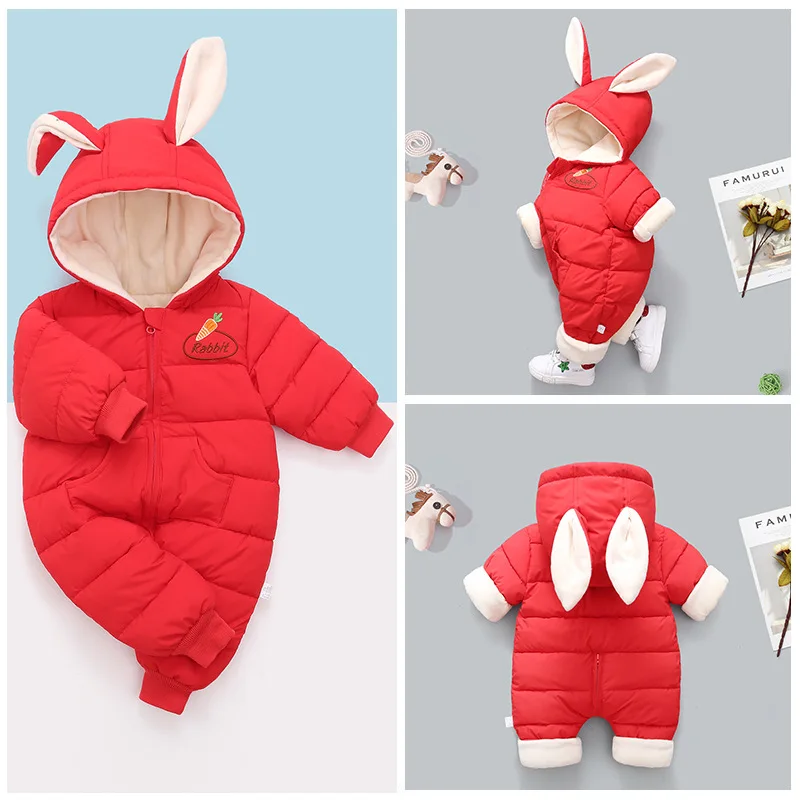 New spring Winter Overall For Children Infant Thickened kids Clothes Hooded mantle Cartoon Baby coat Boys Girls Jumpsuit Romper