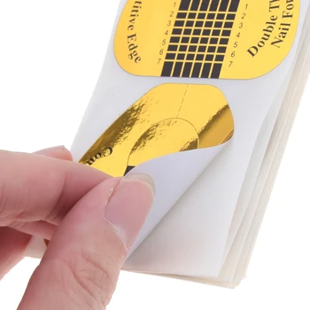 

100Pcs Professional Golden Nail Forms for Acrylic UV Gel Nail Art Tip Extension Nail Sticker Guide Form Manicure Styling Tools