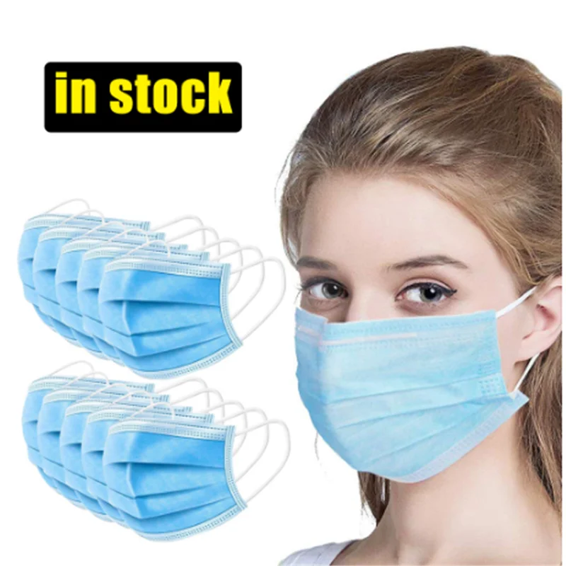 

200/500 pcs Non Woven Disposable Face Mask 3 Layer Dental Earloop Protective Anti-pollution Mask Anti-Dust Face Masks