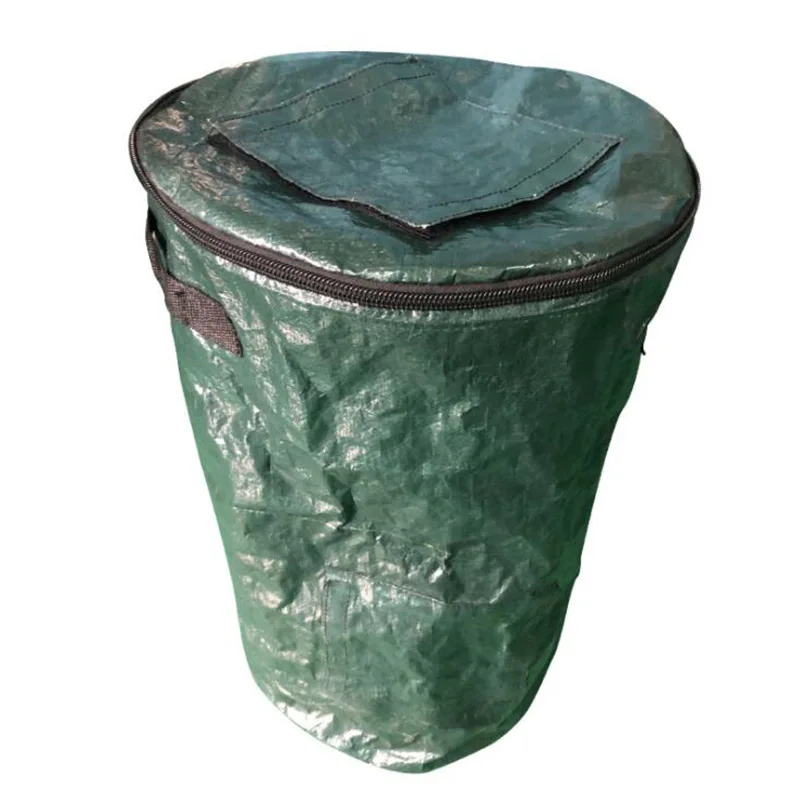 Reuseable Garden collect Storage Bag Leaf Waste bins Yard Compost Bag with Lid Composter for Fruit Kitchen Waste plastic bags images - 6