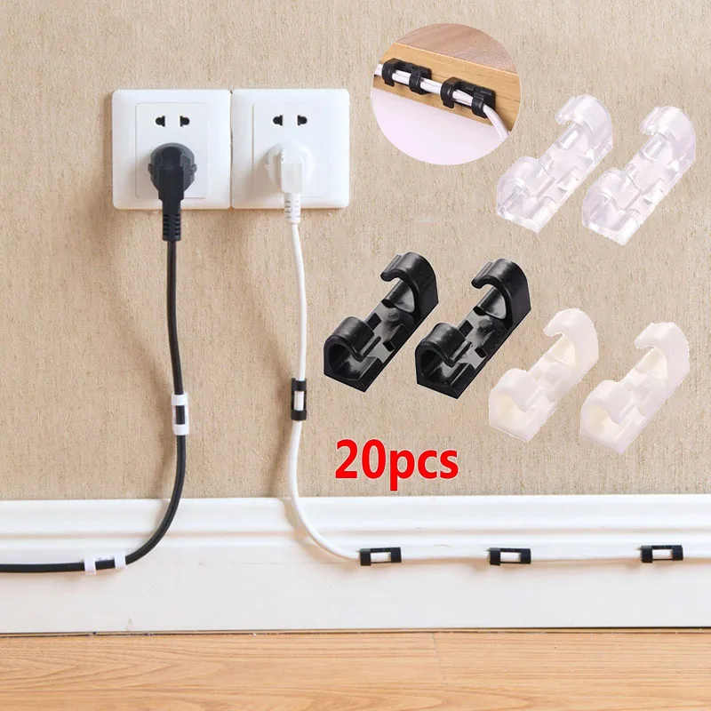 20PCS Cable Organizer Clips Cable Management Desktop & Workstation Wire Manager Cord Holder USB Charging Data Line Winder cable organizer