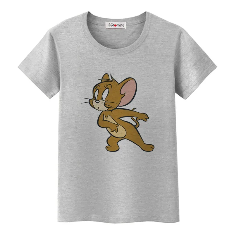 BGtomato, футболка, фильм, звезда, Джерри, мышь, kawaii, футболка, летняя, милая, милая, футболка, женская, дешевая, распродажа, брендовая, новая, мультяшная футболка