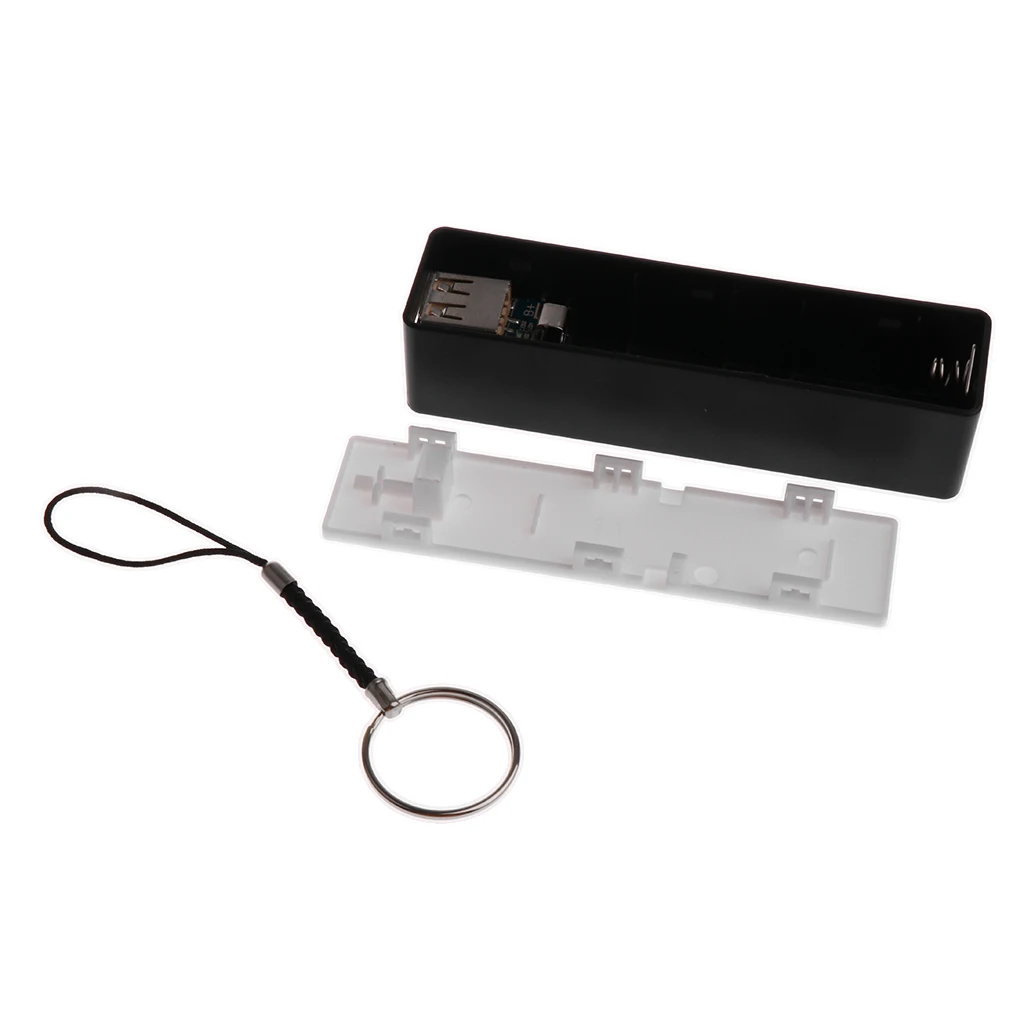 2 Pieces Power Bank Case USB 18650 Battery Charger With Key Chain For Phone MP3  White and Black