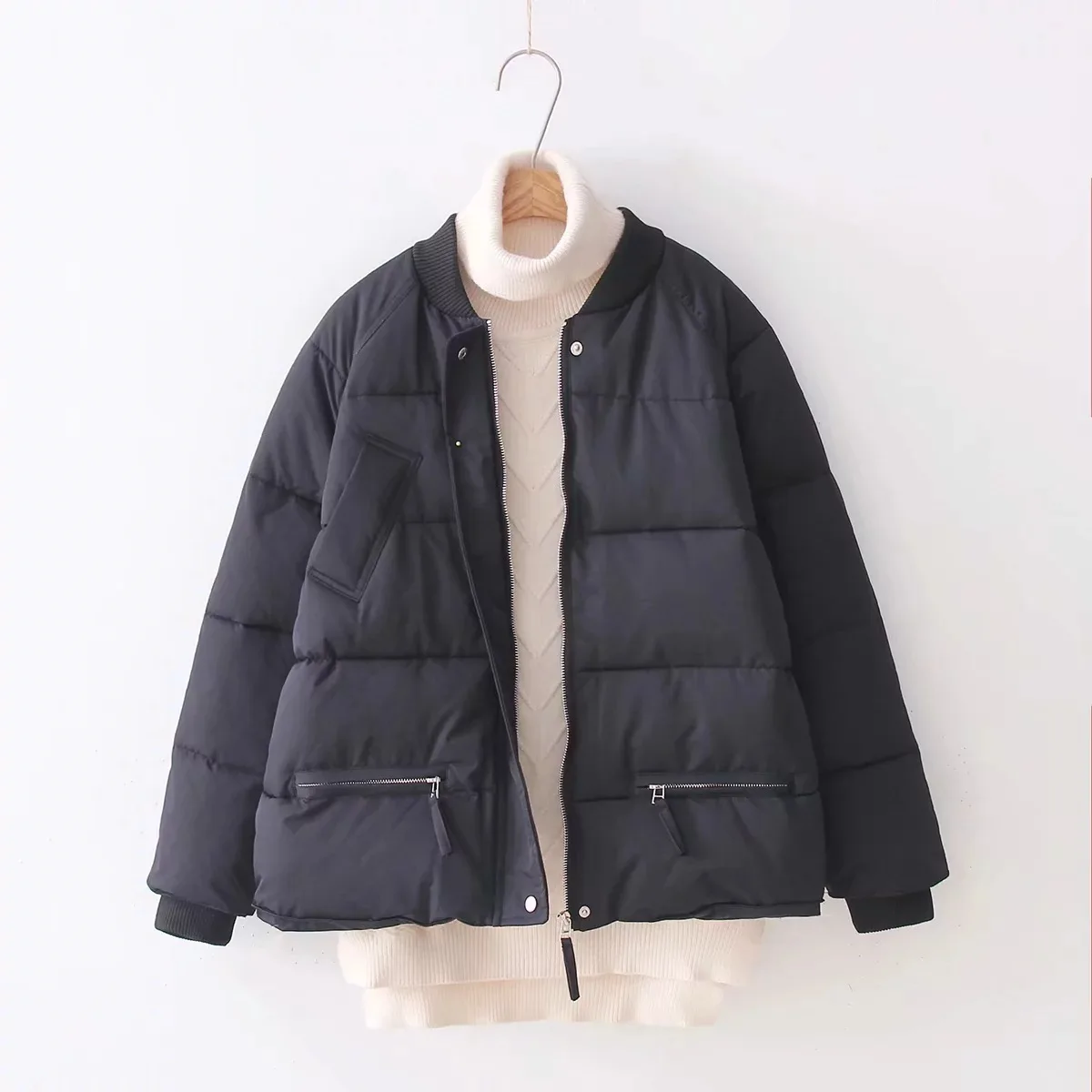 

2018 Autumn And Winter Korean-style Cotton Coat Solid Color Thick Warm Stand Collar Loose-Fit GIRL'S Short Small Cotton-padded C