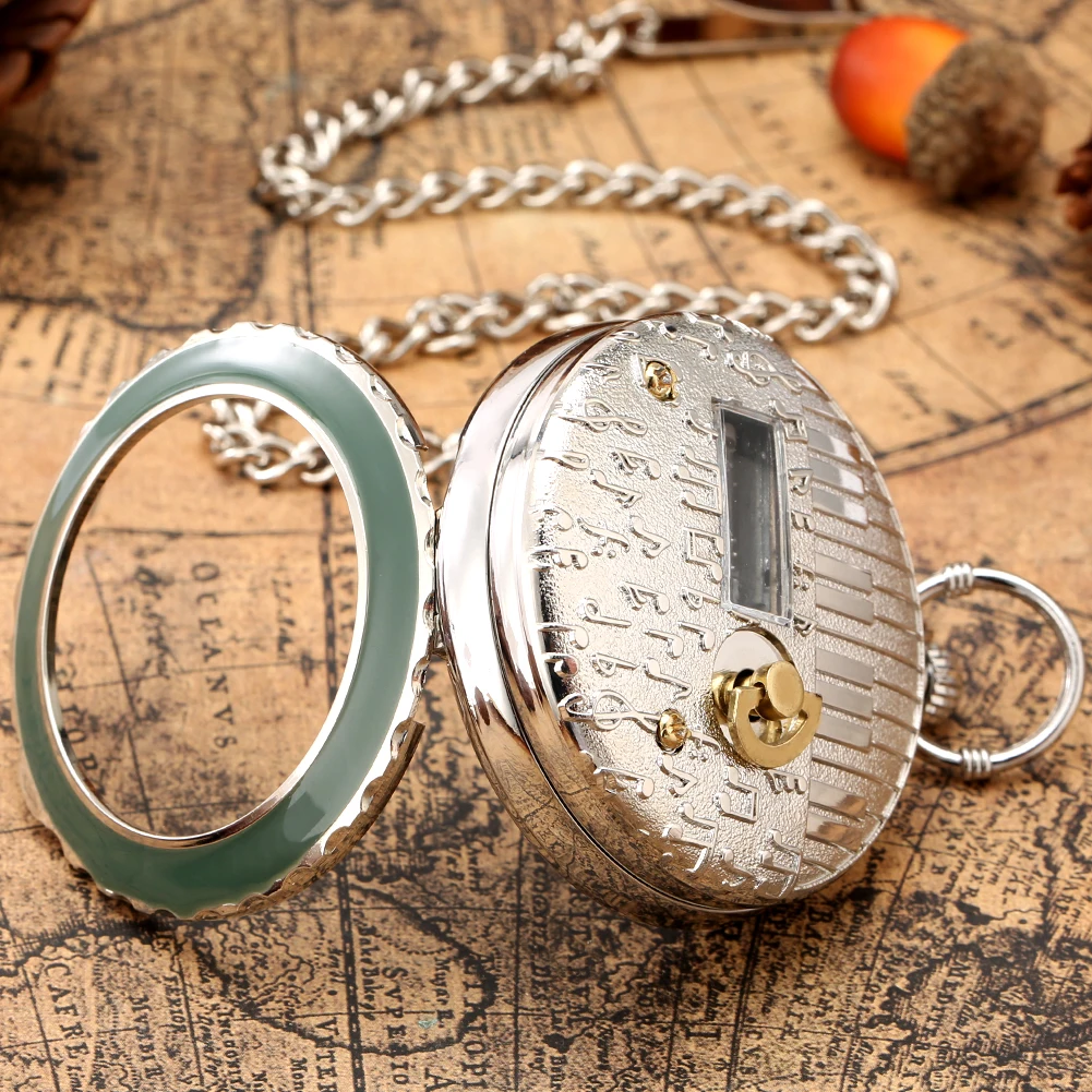 Transparent Glass Musical Pocket Watch Swan Lake Melody Music Watch Antique Pendant Pocket Timepiece Vintage Quartz Watches Gift Quartz Watch Pocket Watch