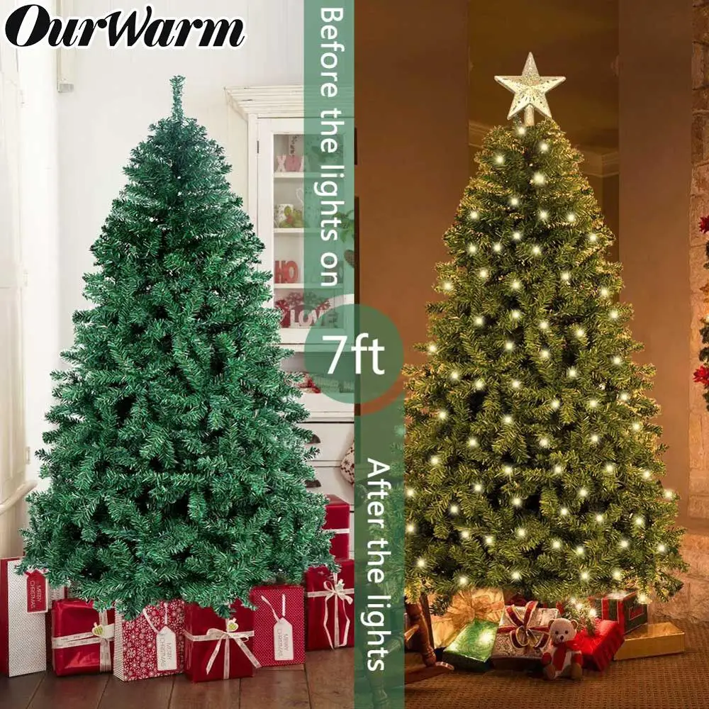OurWarm искусственная Рождественская елка 7ft/210 см светодиодный с 400 фонариками 1300