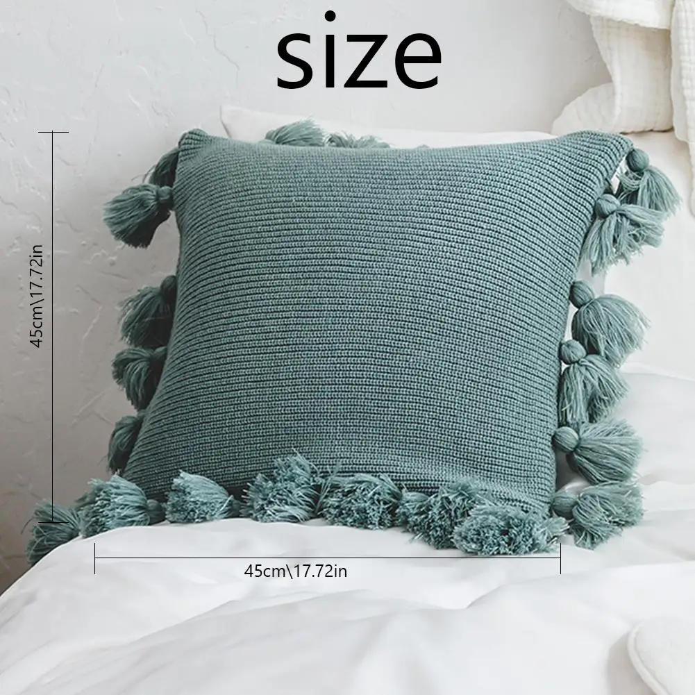 Soft Knitted Decorative Pillowcases With Tassel Lantern Ball Pillow Case Solid Handmade Wool Pillow Covers Home Office Supplies