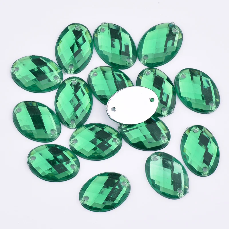 Dark Green JUNAO 18*25 мм шитье прозрачный белый цвет овальные Стразы с плоской задней стороной акриловые стразы аппликации Пришивные кристаллы Камни для одежды - Цвет: Dark Green
