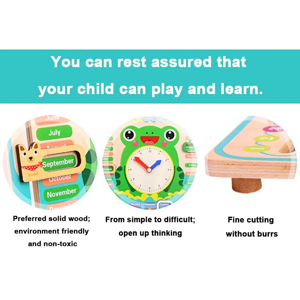  Montessori Wooden Toys Baby Weather Season Calendar Clock Time Cognition Preschool Educational Teac - 4000167583421