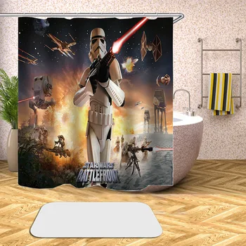 

High Quality Star Wars 3D Printed Shower Curtains Bath Products Bathroom Decor with Hooks Waterproof 04