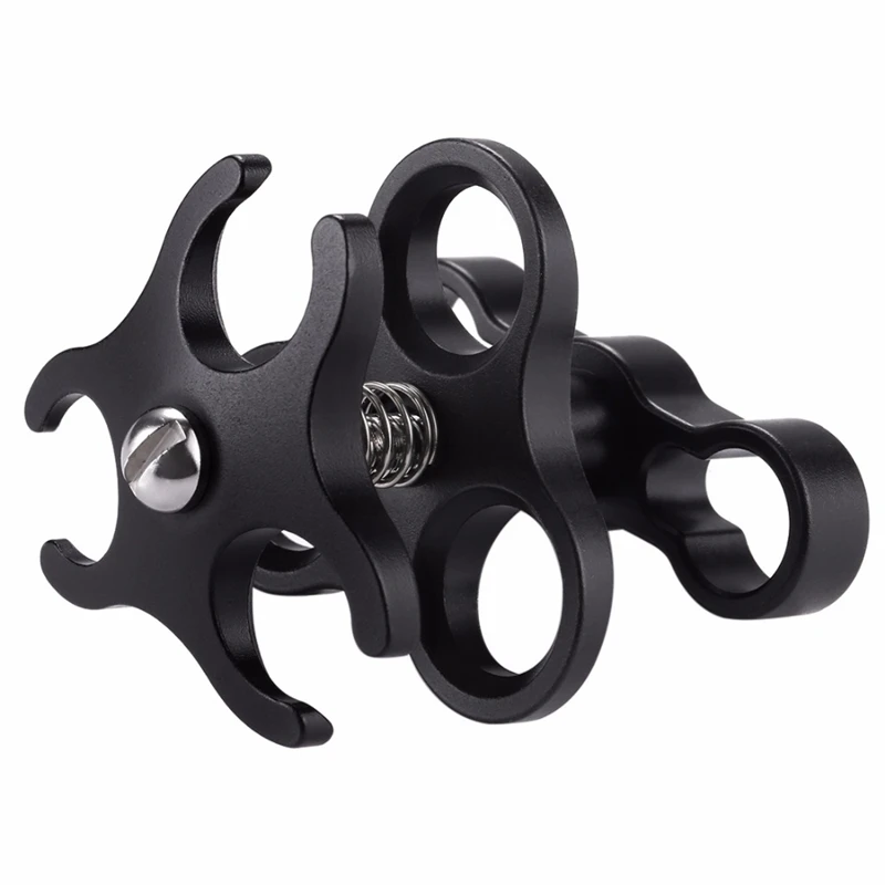 Good Chance of  FFYY-Puluz Triple Ball Clamp Diving Camera Bracket Aluminum Spring Flashlight Clamp For Diving Unde
