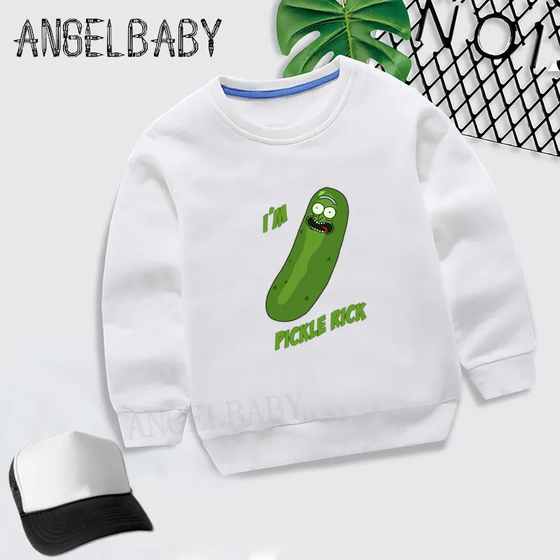 Толстовка для мальчиков и девочек детские толстовки с принтом «I'm Pickle Rick» детские осенние Топы, хлопковая одежда для малышей KYT5056