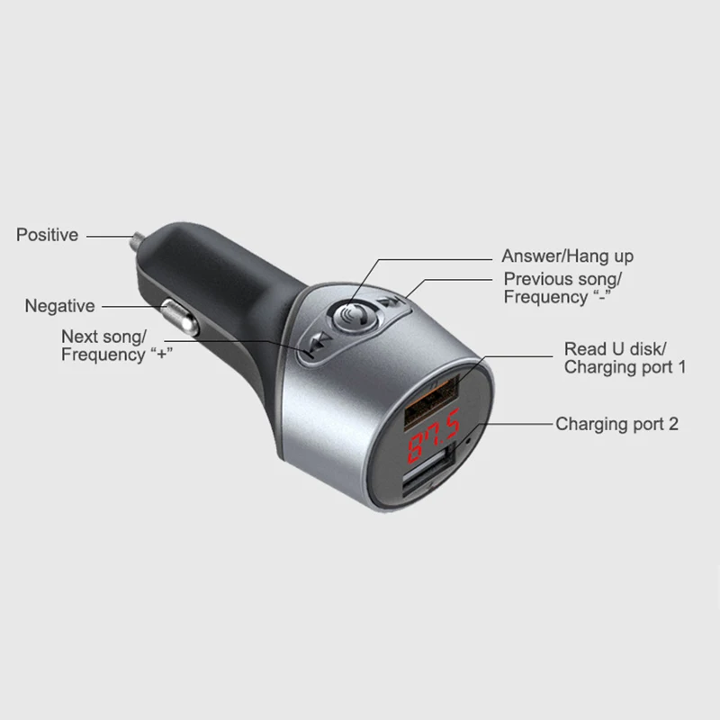 Двойной USB автомобильный Bluetooth 5,0 MP3-плеер Handsfree приемник плеер комплект 5 V/2,1 NC99