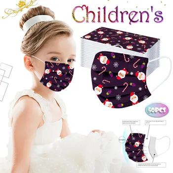 

10/20/30/50/100pc Face Mask Children's Christmas Elk Santa Claus Printed Mask Disposable Kids Face Masks Mascarillas Infantiles