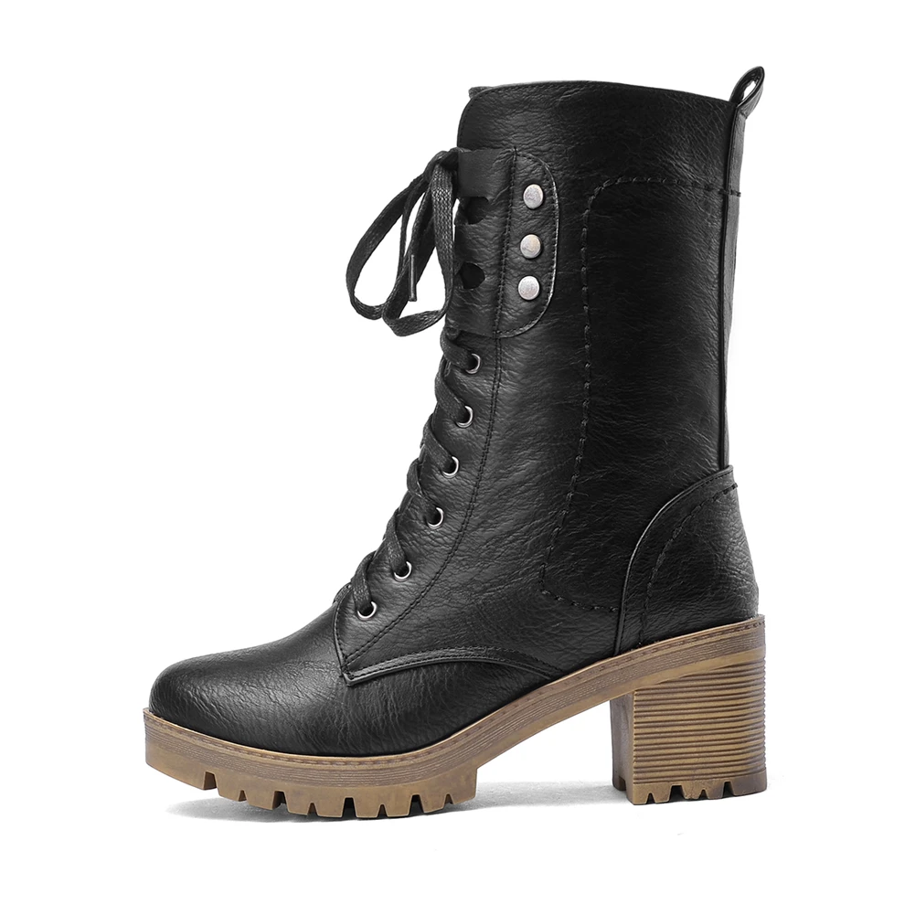 BONJOMARISA New 34-43 Retro Platform Booties Ladies lace-up Vintage Ankle Boots Women 2019 High Chunky Heels Shoes Woman BONJOMARISA New 34-43 Retro Platform Booties Ladies lace-up Vintage Ankle Boots Women 2019 High Chunky Heels Shoes Woman
