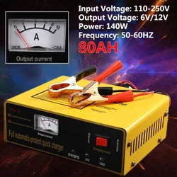 Cargador rápido de 140W con protección automática, cargador de batería de coche inteligente automático de 6V/80AH 12V, pulso negativo caliente
