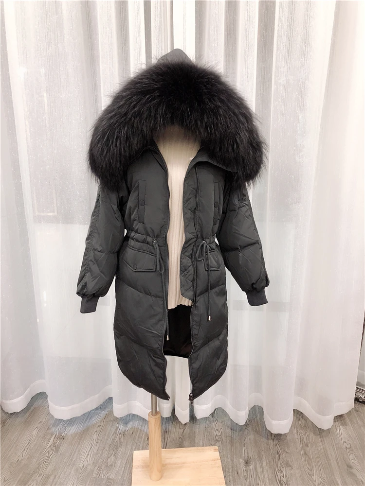 Зимнее пальто для женщин, белая куртка-пуховик на утином пуху, теплый большой воротник из натурального меха, с капюшоном, толстый длинный пуховик, парка, пальто, Женская одежда оверсайз - Цвет: style7