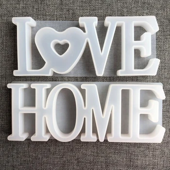 

DIY LOVE & HOME Sign Crystal Epoxy Mold Handmade Pendant Crafts Letters Shape High Mirror Mould Jewelry Accessories