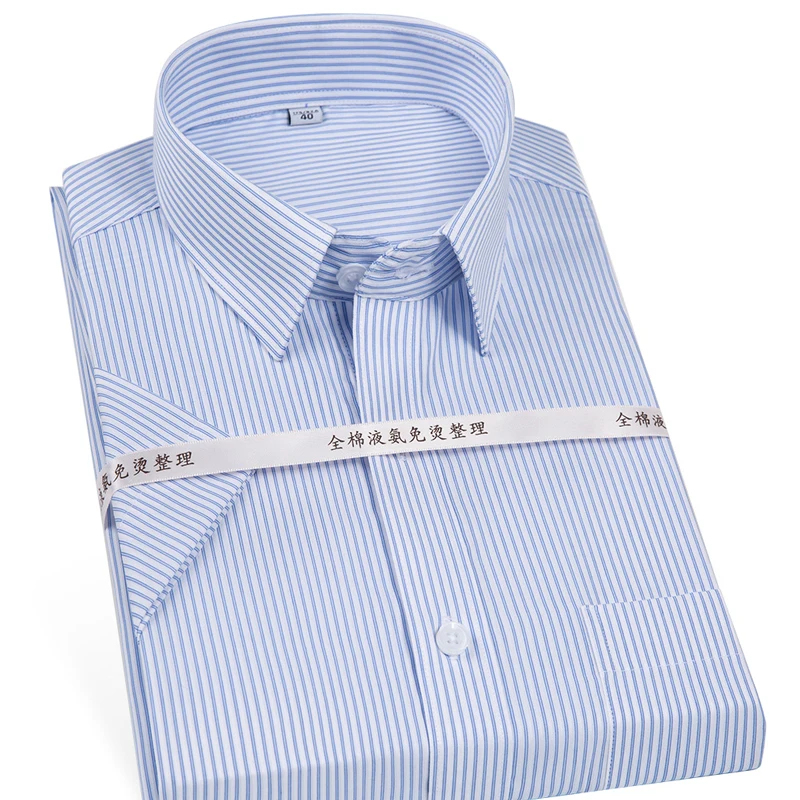 Men's Classic Non Iron Short Sleeve Dress Shirt Single Patch Pocket Wrinkle Resistant-Easy Care Regular-fit Formal Cotton Shirts 3