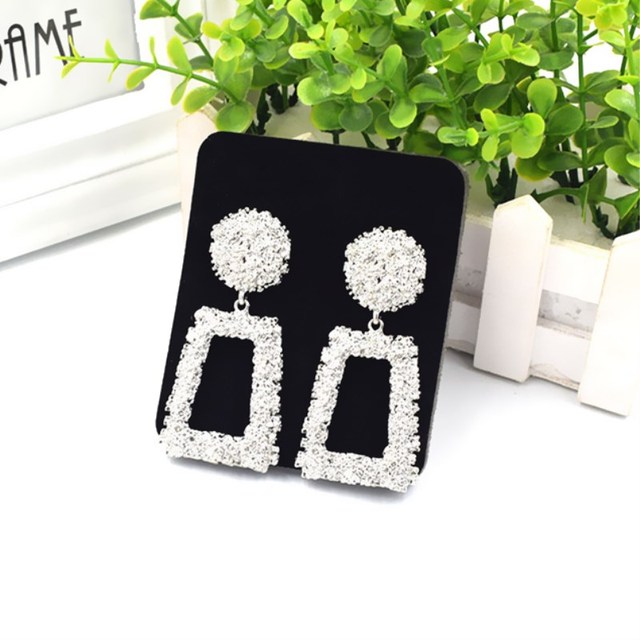 Vintage Hollow Geometric Statement Drop Earrings for Women ZA Jewelry Metal Brincos Fashion Jewelry Trendy Party Gift