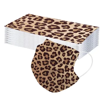 

40pcs Adult Fashion Masks Leopard Printing Mouth Masks Three-layer Disposable Dust-proof Protective Cartoon Printing Mask Masque