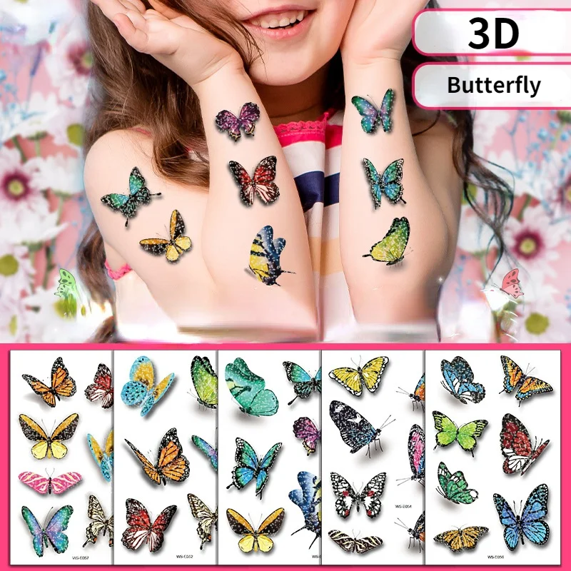 

6pcs 3D Butterfly Temporary Tattoo Stickers Multicolored Body Art Temporary Tattoos Stickers Butterfly Party Favors Decorations