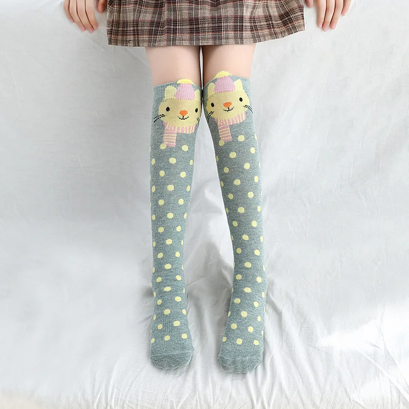 Милые детские носки с героями мультфильмов хлопковые носки для маленьких девочек с изображением медведя высокие гетры, носки для мальчиков и девочек, детские носки, От 3 до 12 лет - Цвет: A 05