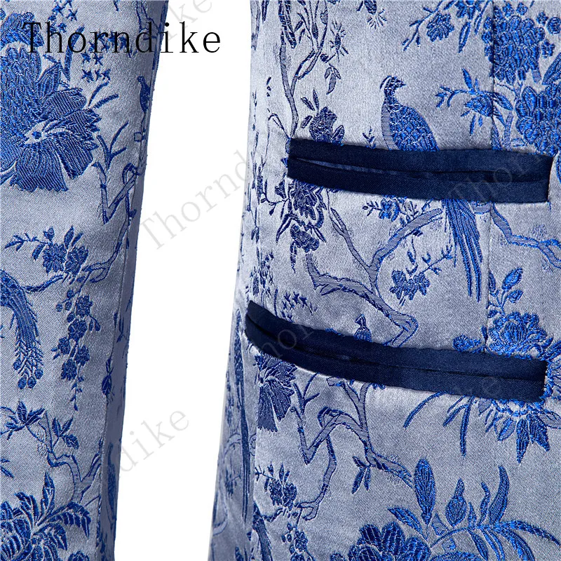 Thorndike высокое качество костюм Homme 2 шт повседневный мужской костюм китайский стиль смокинг для выпускного костюм для мужчин цветочный узор свадебный костюм