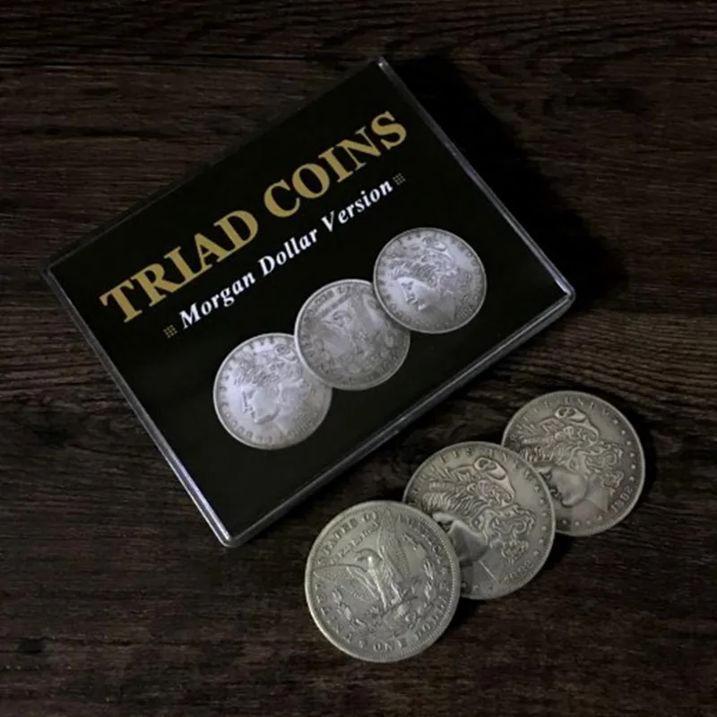 Triad Coins (Morgan Gimmick) от Joshua Jay Coin Волшебные трюки карты реквизит мерцающие монеты исчезновение супер визуальный эффект