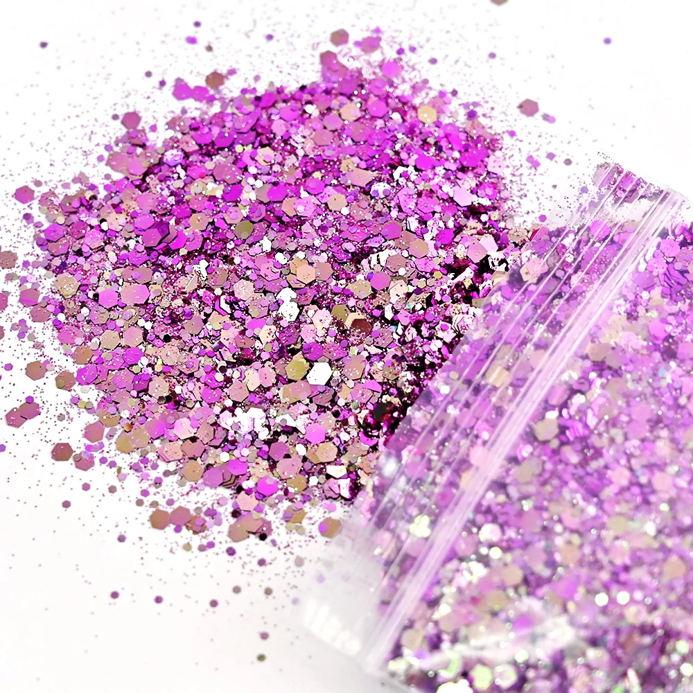 50g/bag Mermaid Nail Art Glitter Mix Size Chunky-Hexagon Laser Sequins 8 Color Shiny Chameleon Manicure Flakes Decoration nail flakes nail glitter nail decoration nail decorations
