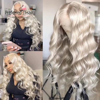 

Preferred PlatinumBlonde Lace Front Human Hair Wigs With Baby Hair dark grey Preplucked Lace Frontal Wig For Women
