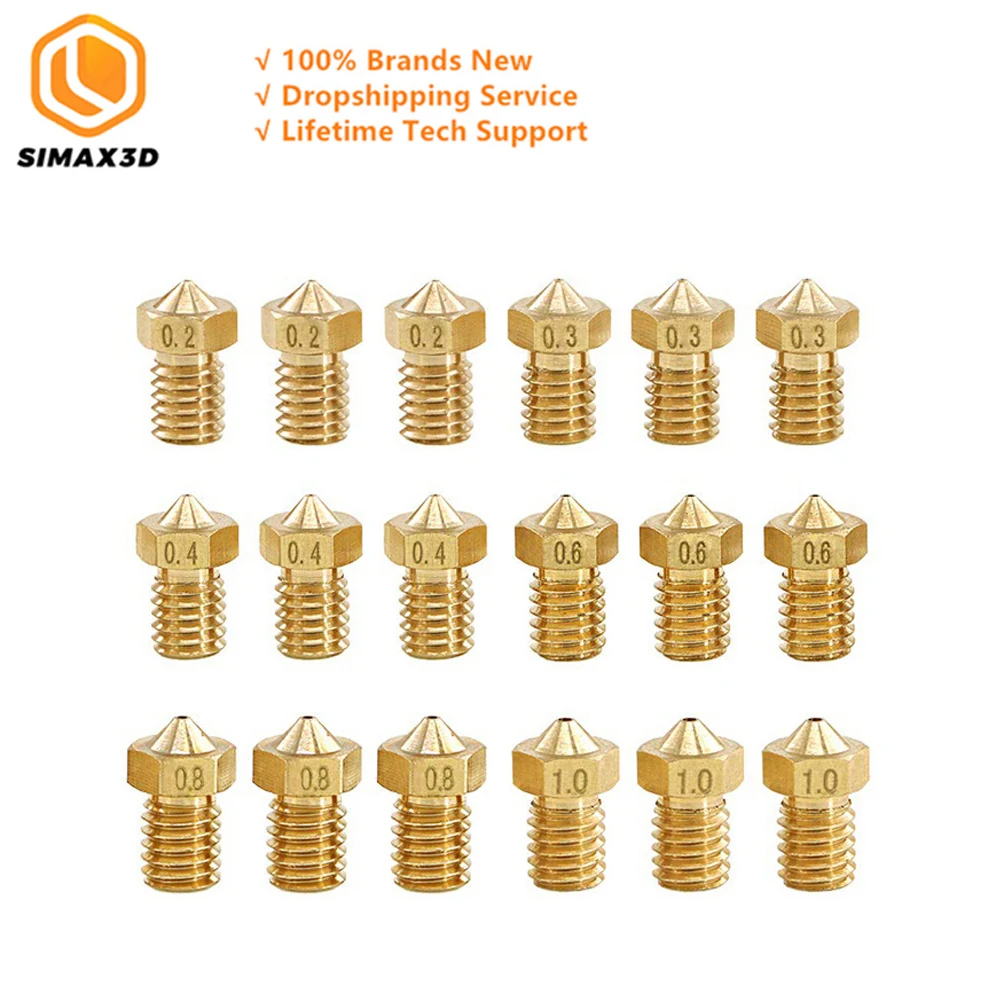 Simax3D 5 Pz Ed3 Ugelli Grande Calibro Ugello Ben M6 Stampante 3D Ugello Estrusore Stampa Testa In Ottone Per E3D-V5 V6 Makerbot