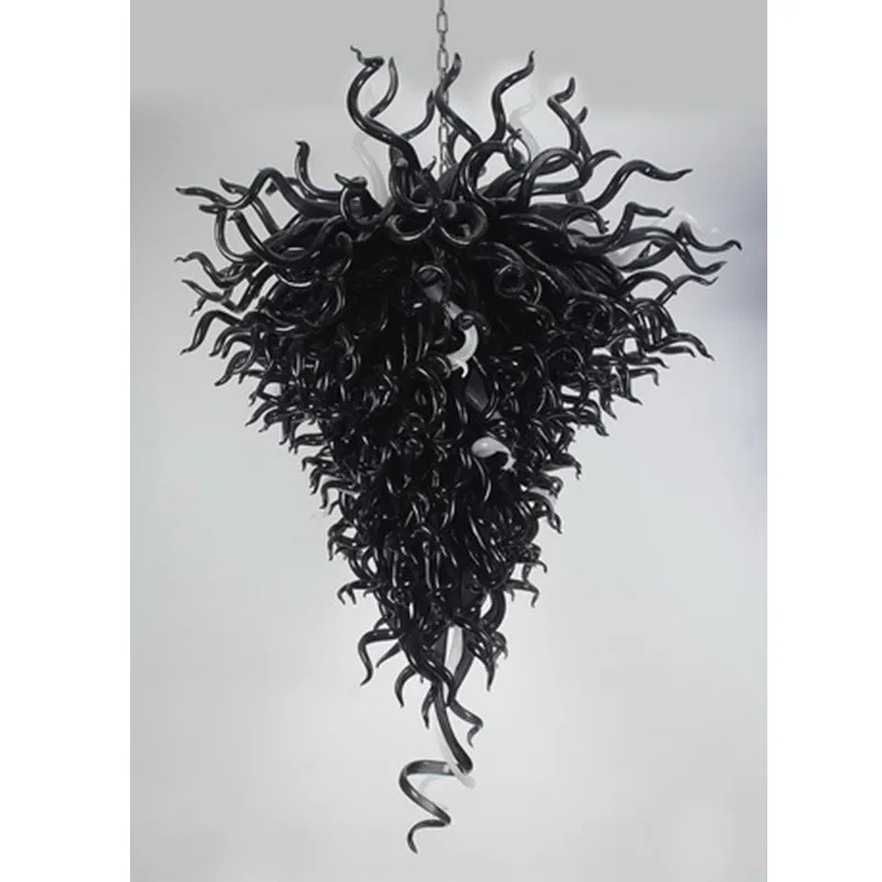 Большая фотолюстра из черного стекла ручной работы 100%|black chandelier lamp|chandelier lampblack |