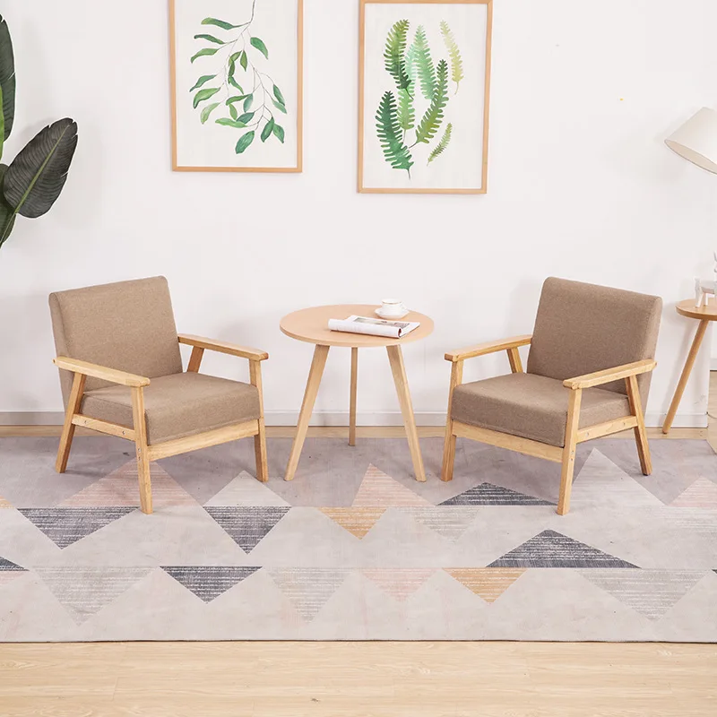 Solid wood Sofa Chair Café Sofa bedroom living room balcony lazy chair leisure fabric home sofa leisure sofa Solid wood Sofa Chair Café Sofa bedroom living room balcony lazy chair leisure fabric home sofa leisure sofa