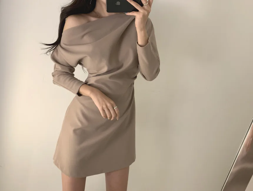 Korean Strapless Sexy Mini Dress Women 2020 Summer Long Sleeve Office Elegance Party Dresses Vestidos