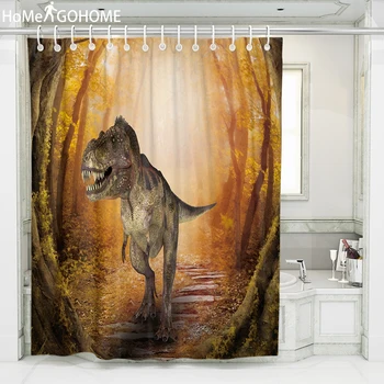 

Forest Tree Hole Dinosaur Shower Curtain 3D Psychedelic Home Bathroom Decoration Bath Curtain Waterproof Shower Curtains 180x240