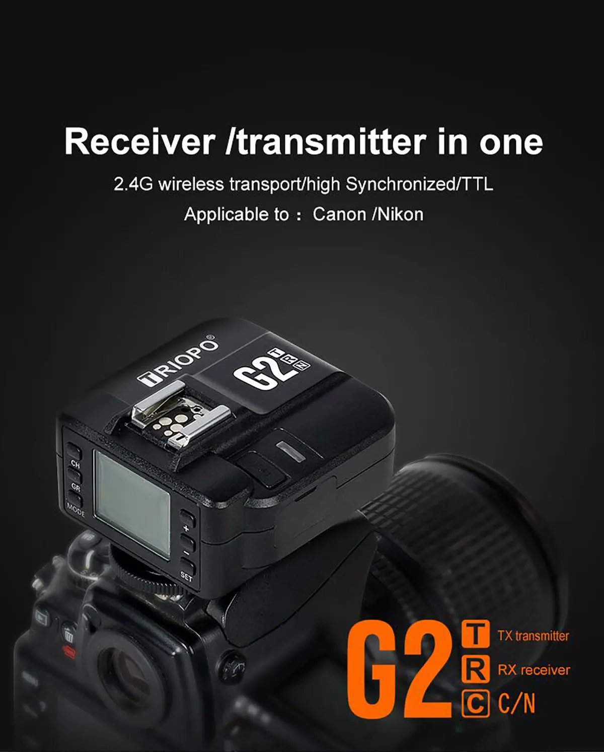 Triopo g2 2.4g sem fio flash gatilho
