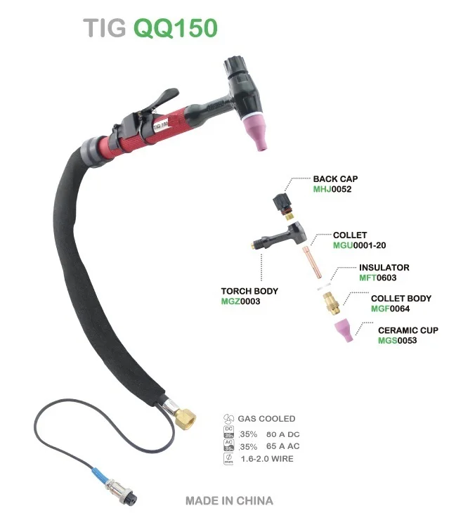1 шт. qq150 аргоновая Сварочная горелка с ручкой tig машина