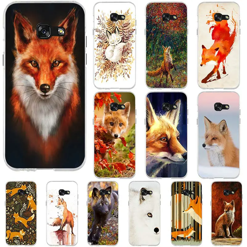 

Mobile Phone Bags for Samsung Galaxy A3 A5 A7 J1 J3 J5 J7 2016 2017 Soft TPU Silicone Case Cute Fox in Autumn Leaves Forest