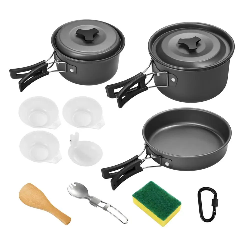 Gonex Camping Cookware Kit Backpacking Gear Cooking Equipment 11/13pcs Cook Set for Outdoors with Nylon Bag for 1-2 Persons
