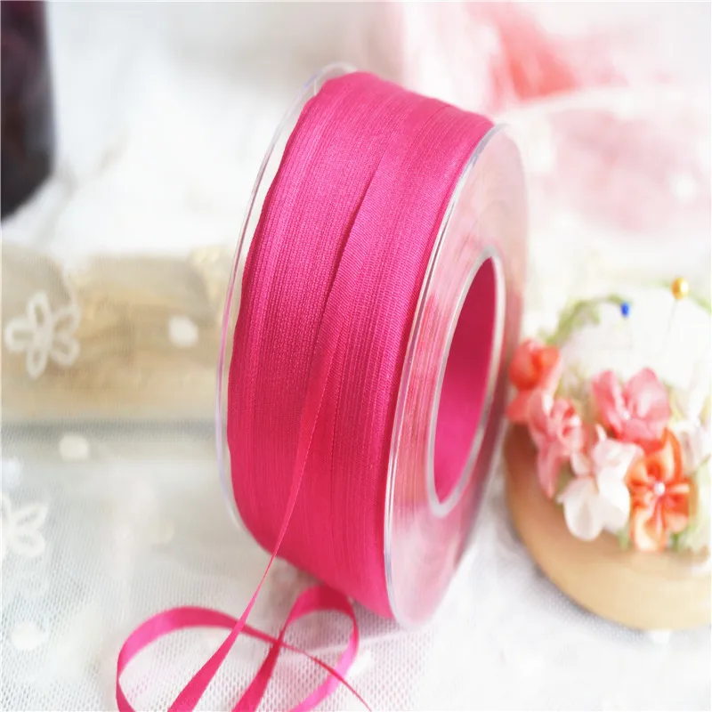 

4mmx10m/roll ins style wedding ribbon 100% pure silk embroidery ribbon thin taffeta silk edge ribbon Anya Ribbon Handcraft