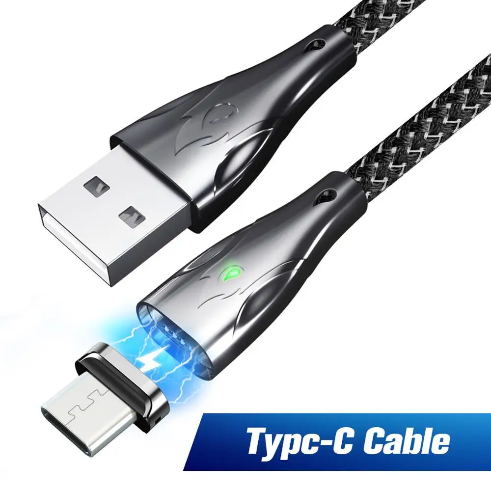 GUUGEI 5A Тип C Магнитный кабель Магнит Micro USB телефонный кабель из цинкового супер быстрая зарядка Тип-C для Redmi LG Moto зарядный шнур 1m 2m - Цвет: Type C Grey Cable