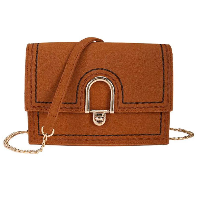 

Fashion Trend U-Shaped Lock Small Hand Shoulder Sling Small Square Bag Brown