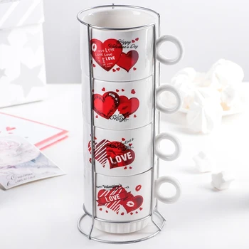 

Set of mugs love, 250 ml, 4 PCs, on a metal stand