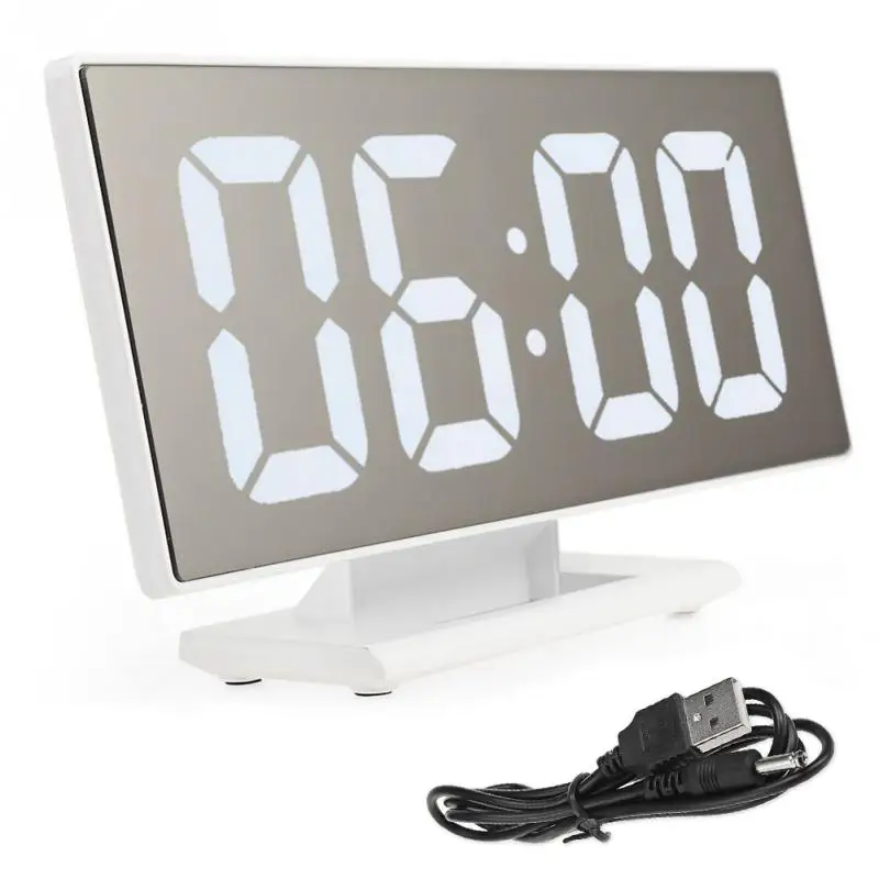 Большой экран цифровой будильник USB многофункциональный дисплей время светодиодный зеркало часы стол домашний декор reloj despertador