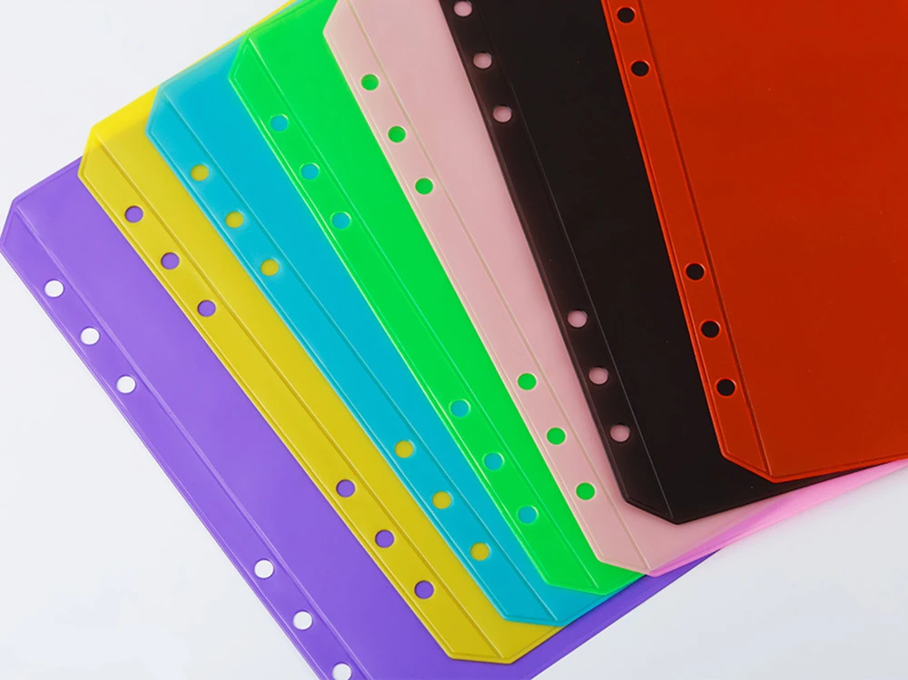 A5/A6 Binder Pockets PVC Binder Loose Leaf Bag Colorful Zipper Folders For 6-Ring Notebook Binder Pouch Document Filing Bags