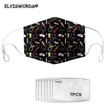 

ELVISWORDS Black Mouth Mask 2020 Face Mask Reusable Nuse Design Anti Dust Mask Activated Carbon 7pcs Filter Windproof Kid Mask