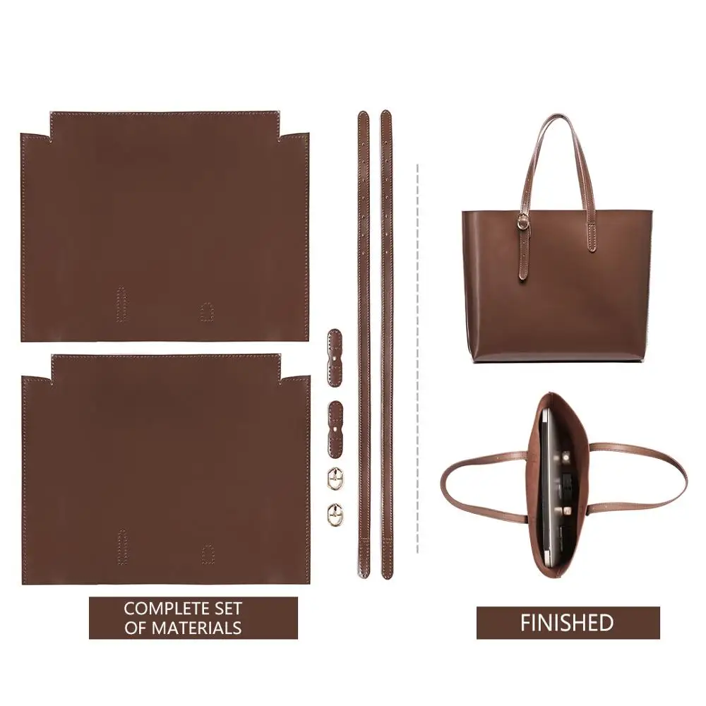 Handmade Knitting Gifts DIY Material Bag Tote Bag Shoulder Bags High Capacity Real Cowhide All-match Handbag Hand-sewn DIY Mate